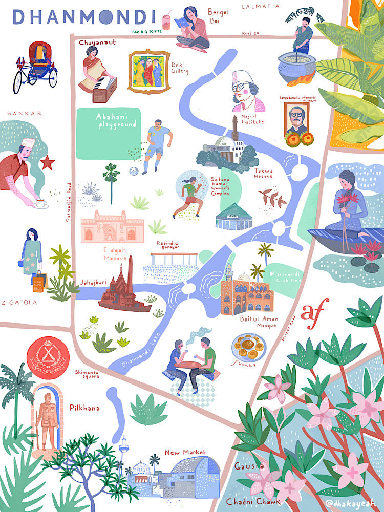 Illustrated Map of Dhanmondi