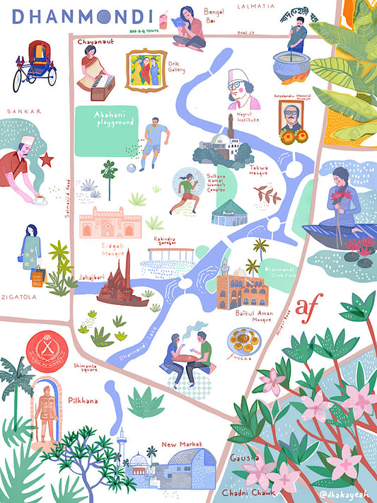 Illustrated Map of Dhanmondi