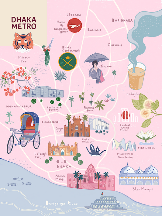 Illustrated Map of Dhaka