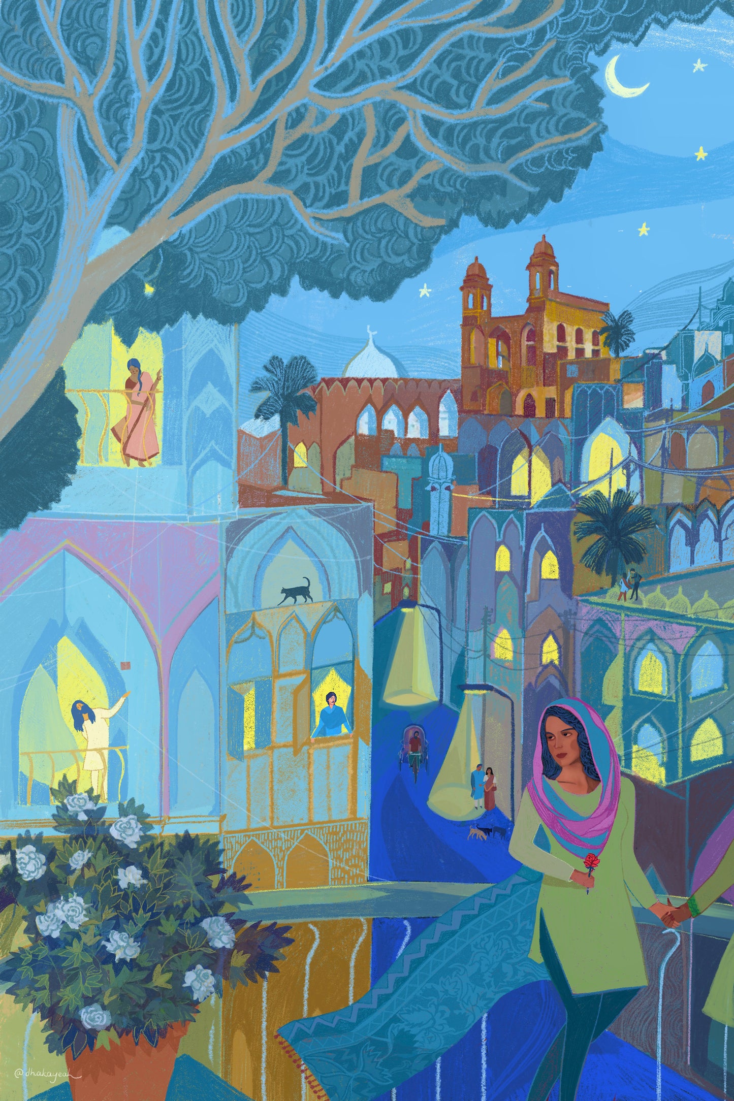 Silent Moon Rises Over Old Dhaka