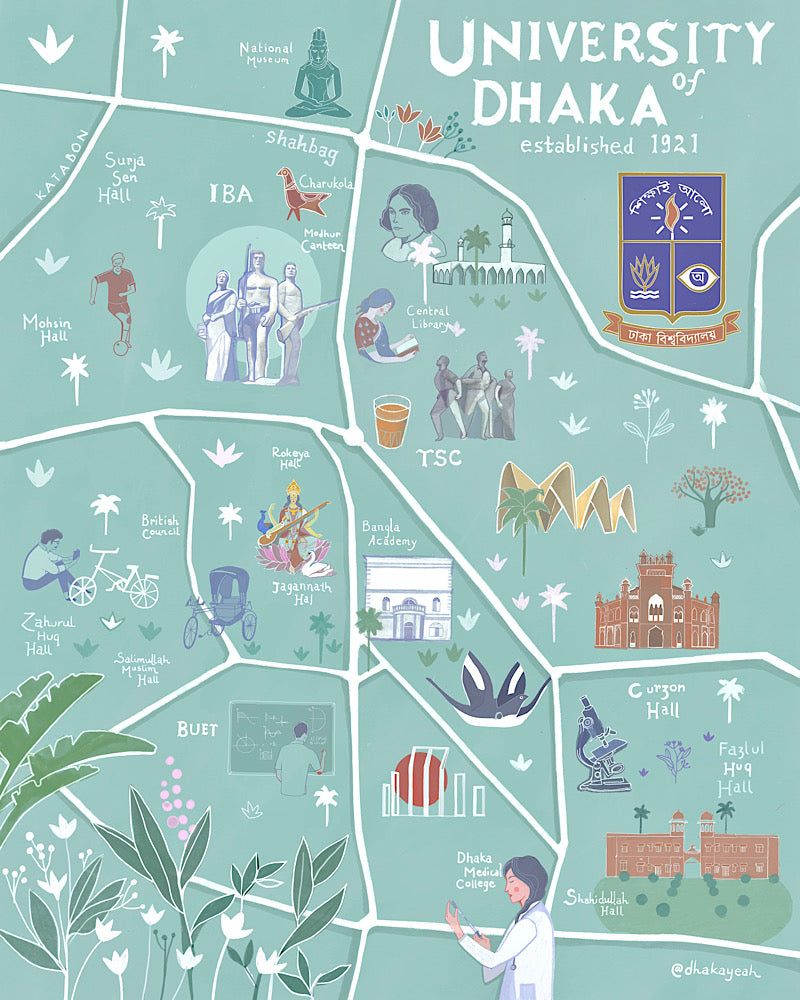 Illustrated Map of Dhaka University