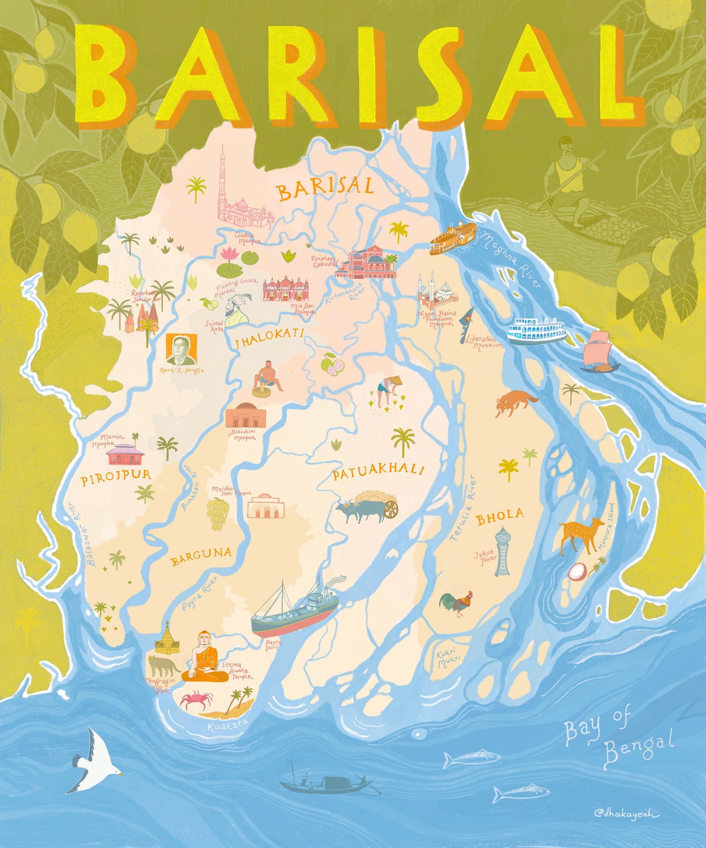 Illustrated Map of Barisal Division