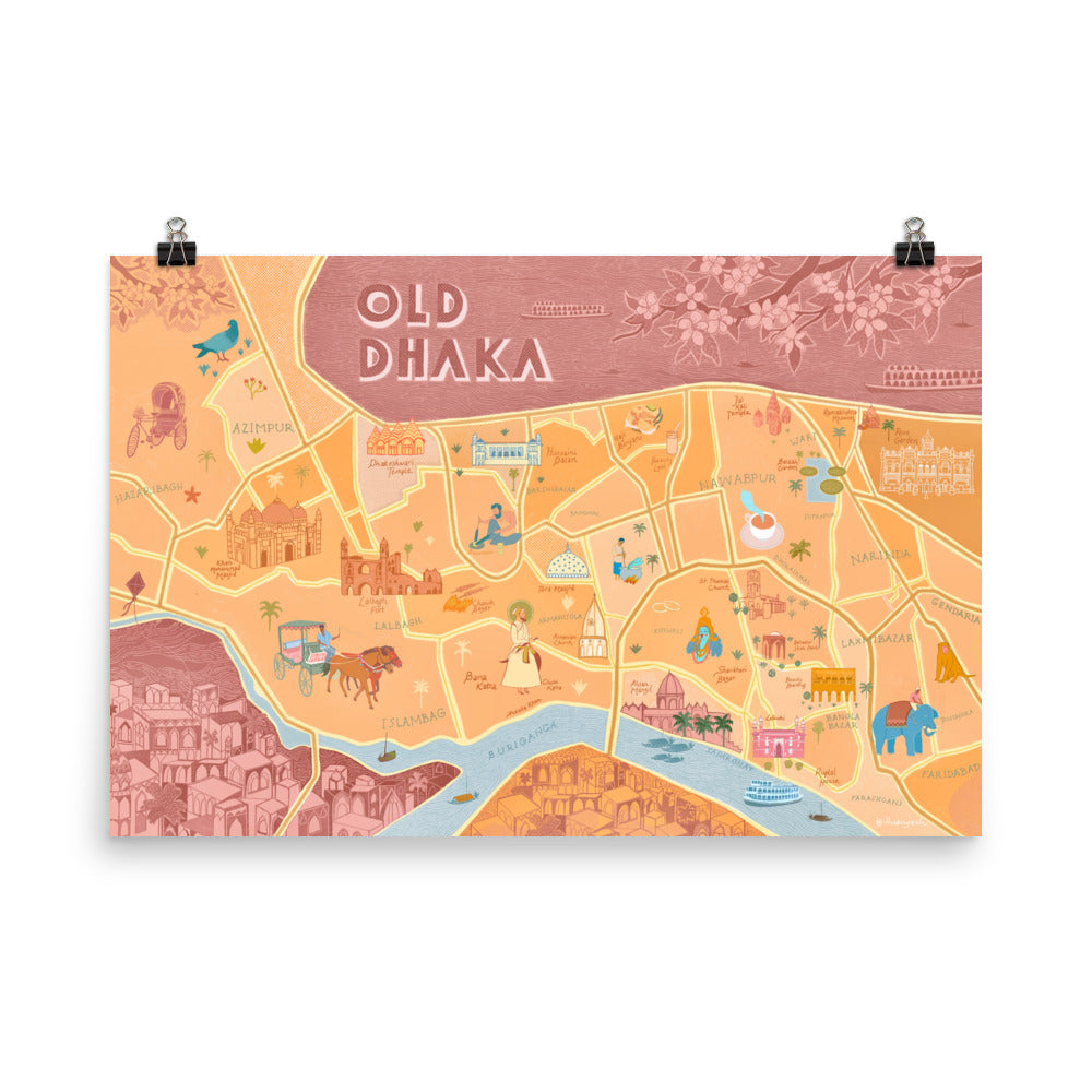 Illustrated Map of Old Dhaka