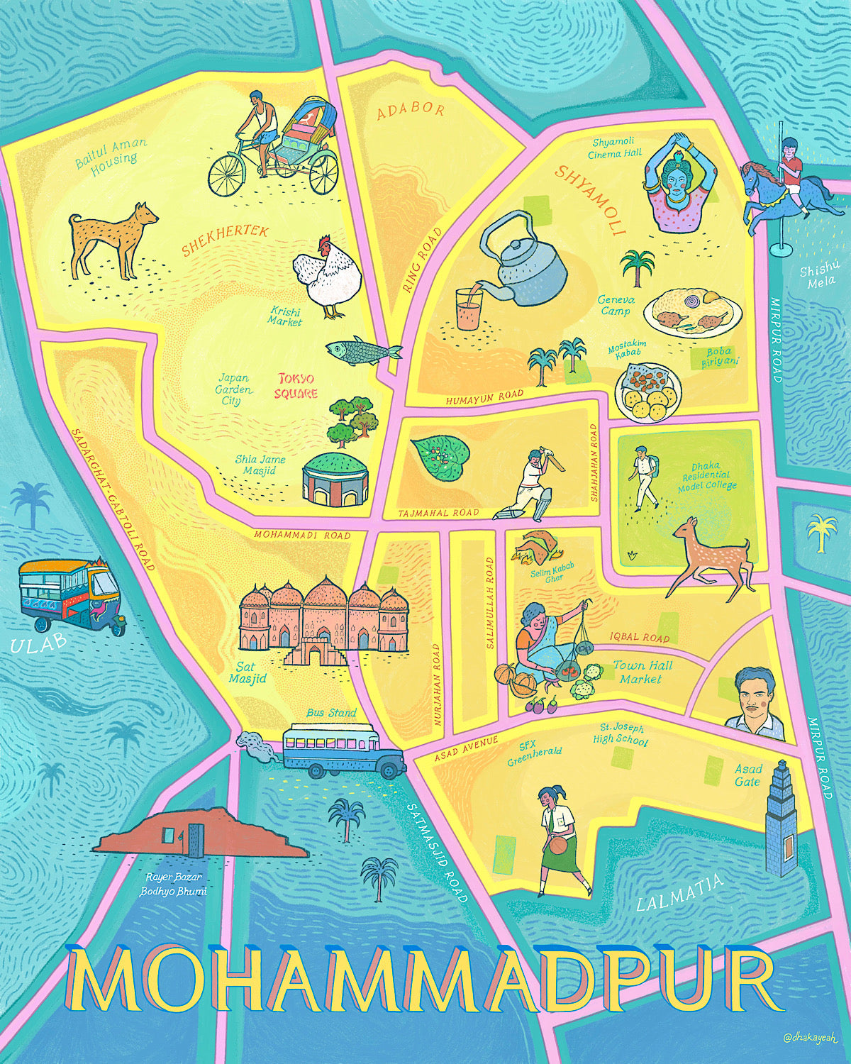 Illustrated Map of Mohammadpur – DHAKAYEAH