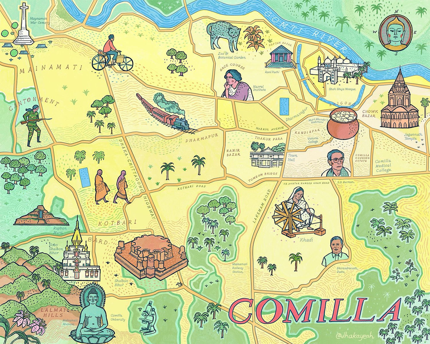 Illustrated Map of Comilla – DHAKAYEAH